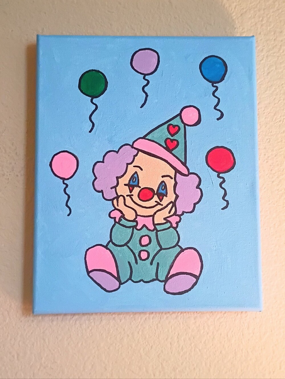 Clown Painting Cute Circus Wall Art 8x10 Canvas